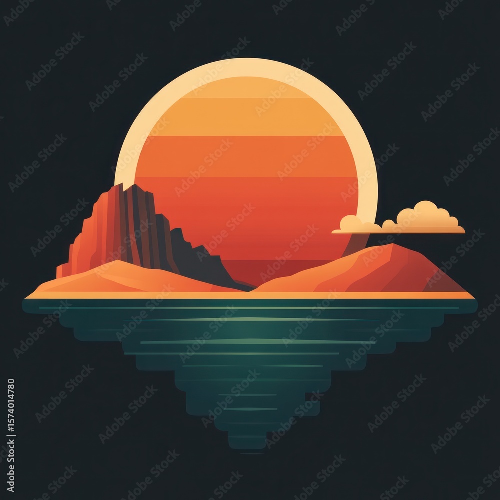 Obraz premium Sunset over a desert landscape reflected in water
