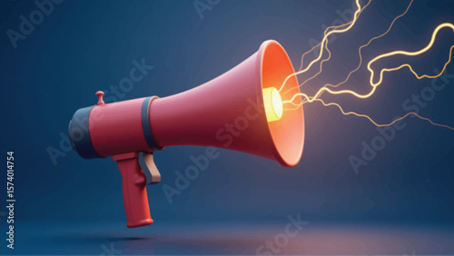 Marketing or advertising concept, 3d megaphone loudspeaker in realistic cute cartoon style. Vector illustrationBullhorn, loudspeaker icon. Loud speaker for sound amplifying, broadcast. Megaphone 