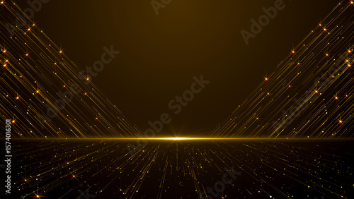 Golden Streaming Towards a Central Light Particles Gold Awards Trailer Titles Cinematic Openers Luxury Intro Background