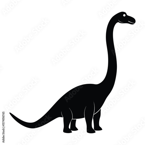 Brachiosaurus Dinosaur Silhouette – Prehistoric Animal Vector Illustration

