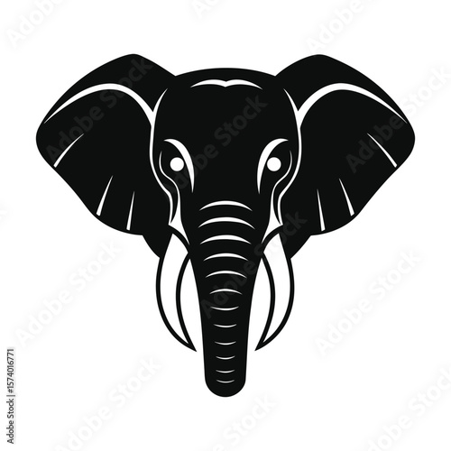 Elephant Head Silhouette – Bold African Wildlife Vector Illustration

