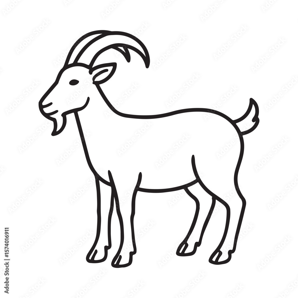 Fototapeta premium Goat vector illustration of a farm animal isolated on white background
