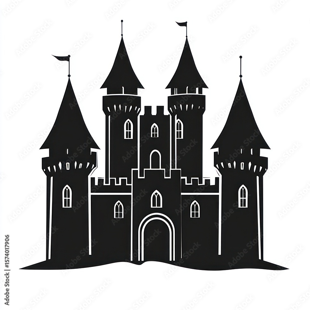 Obraz premium Silhouette of a medieval castle