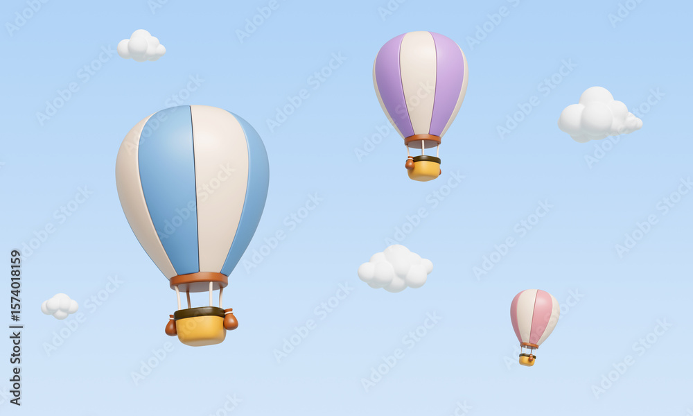 Obraz premium 열기구 풍선 구름 Hot Air Balloon and Cloud