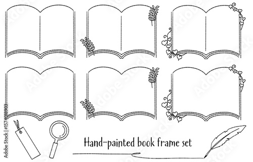 Hand-painted Book Frame Set (Vector)