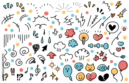 Handwritten emotional expression symbol icon set
