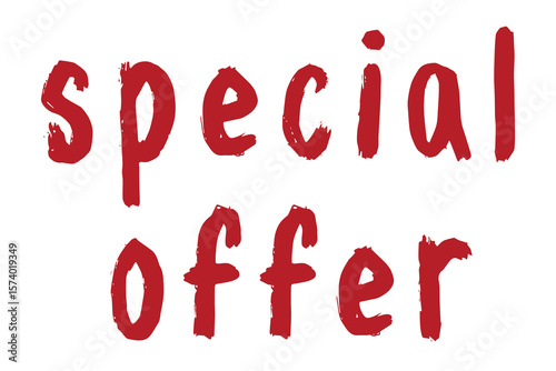 Special offer lettering Handwritten word Modern brush calligraphy Template for marketing ad, print, web, banner, poster, flyer Ink illustration