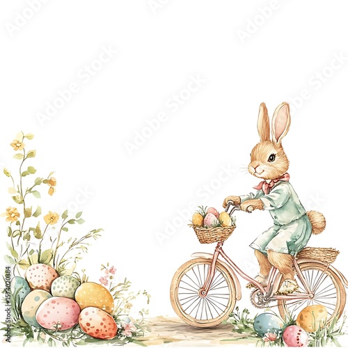 Easter Bunny Bicycle Spring Flowers. (3)