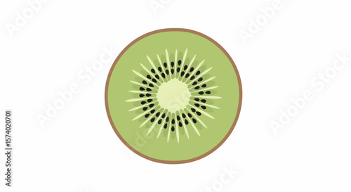 Flattened Slice of Kiwi Fruit with Seeds.