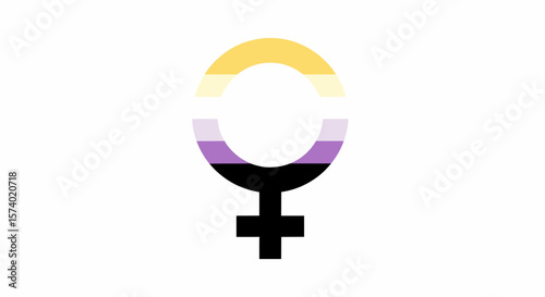 Genderqueer Female Symbol Multicolored layered design featuring a Venus symbol with a top section in pale yellow offwhite and purple hues.