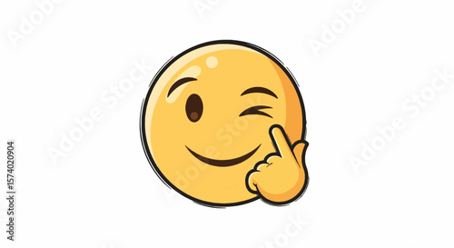 Playful Winking Emoji with a Touching Finger.