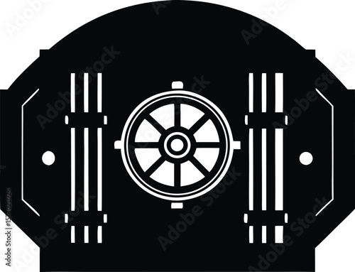 bank vault silhouette vector illustration on white