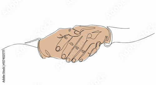 Elegant illustration of hands clasped together, symbolizing partnership and collaboration.
