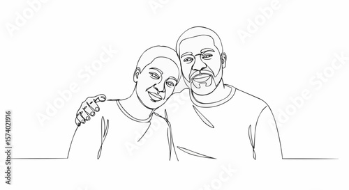 A father and son embrace each other with love, unity, and a strong bond.