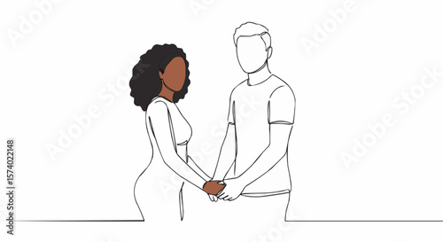 A depiction of a loving couple holding hands, embodying the essence of togetherness and intimacy.