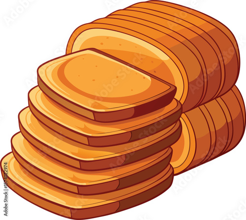 Freshly baked golden-brown bread slices and a delicious stack of pancakes, isolated on a white background, perfect for a tasty breakfast or sweet snack