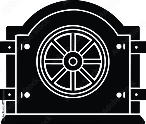 bank vault isolated silhouette vector icon