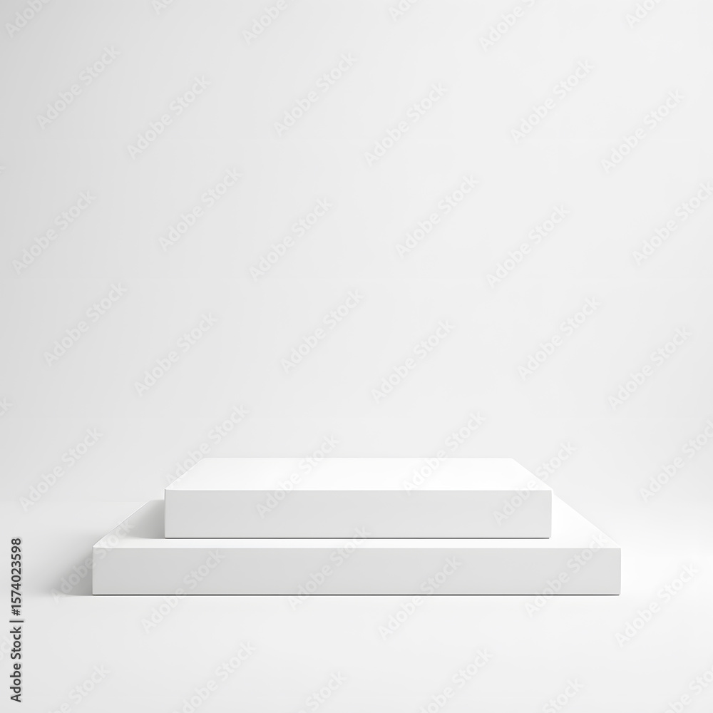 Obraz premium Two White Cubes Stacked geometric display