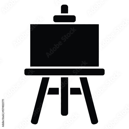 Black Easel Icon on White Background painting drawing
