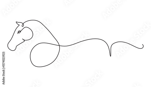 vector illustration of horse head line