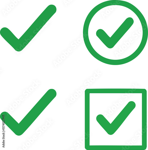 Check marks green correct approved success complete right done tick valid choice symbol sign icons graphic on transparent background