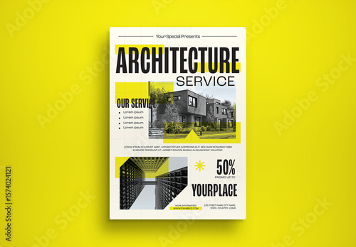 White And Yelow Utilitarian Architecture Service Flyer Layout
