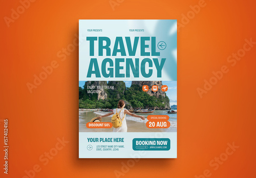 White Utilitarian Travel Agency Flyer Layout