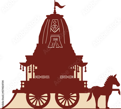Ornate Temple Chariot Illustration  A Detailed Vector Graphic of a Traditional Indian Rath