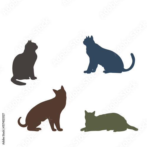 set of cats silhouettes