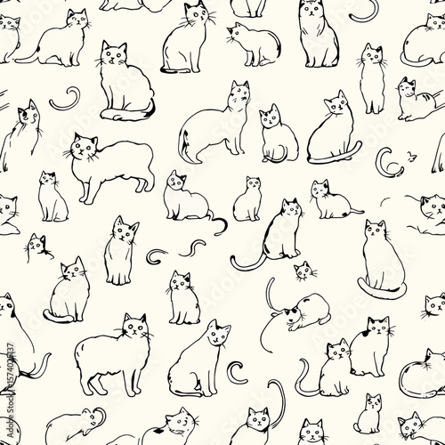 seamless pattern with cats