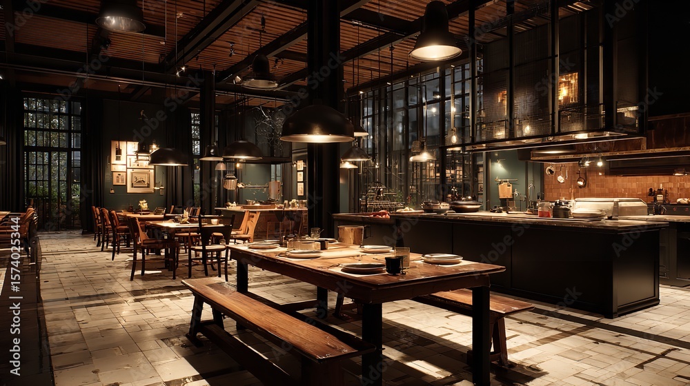 Restaurant With Fireplace and Tables Restaurant With Fireplace and Tables