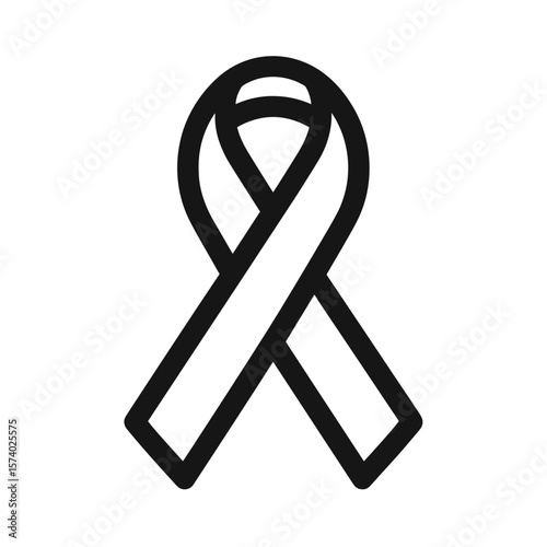 Black awareness ribbon symbol on white background  