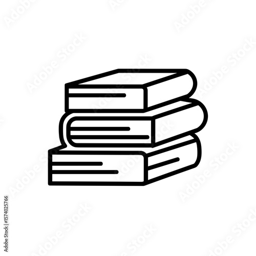 Stack of three closed books in simple black outline design  