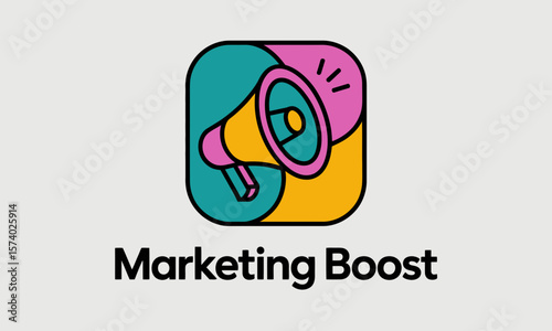 Digital Marketing Boost Megaphone Icon Design for Business Promotion and Communication