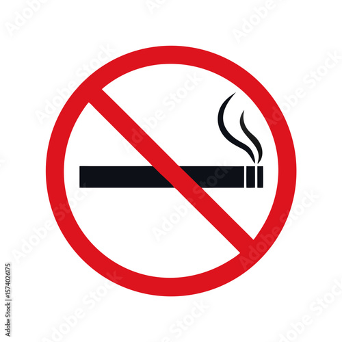 A red no smoking sign with a cigarette inside a circle isolated on white background