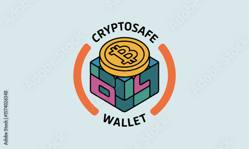 Digital Cryptocurrency Wallet Security Concept with Bitcoin Coin Icon