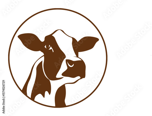 Brown and White Cow Head in a Circle animal cattle