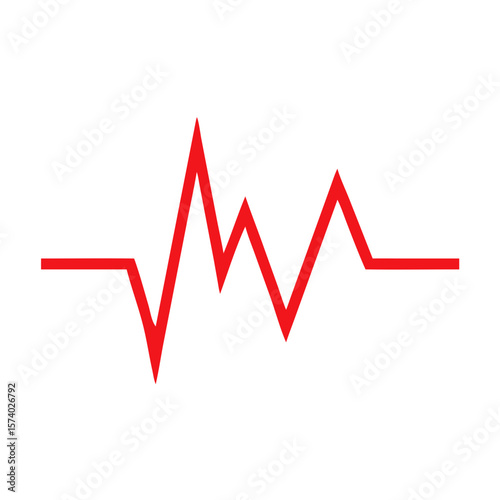 A red heartbeat pulse line graph isolated on white background indicates vital signs