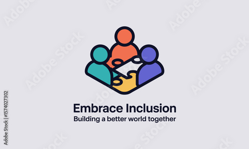 Embrace Inclusion: Diverse Group Unity with Puzzle Pieces Icon for Social Progress