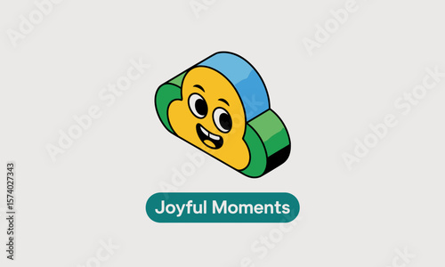 Joyful Cloud Character Illustration: Happy Digital Mascot for Positive Concepts