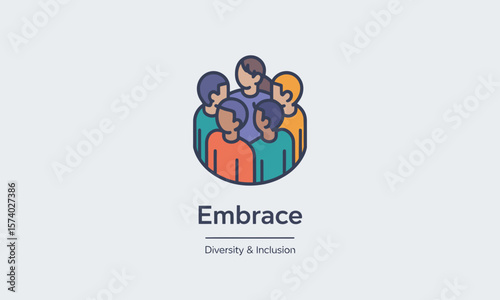 Diverse Group of People Embracing Unity and Inclusion Concept Illustration