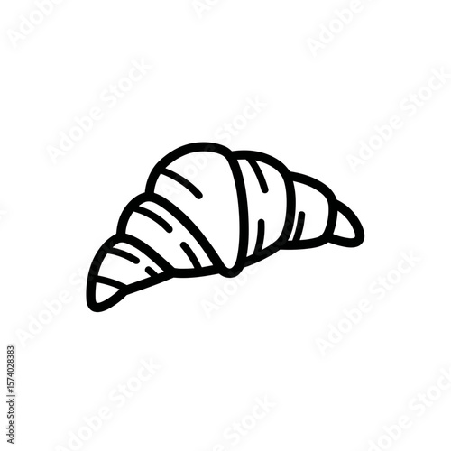 Outline of a croissant on a white background  