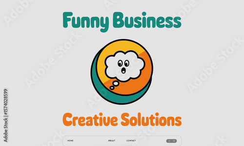 Cartoon cloud icon represents funny business and creative solutions on a website, concept, with copy space, vector illustration.