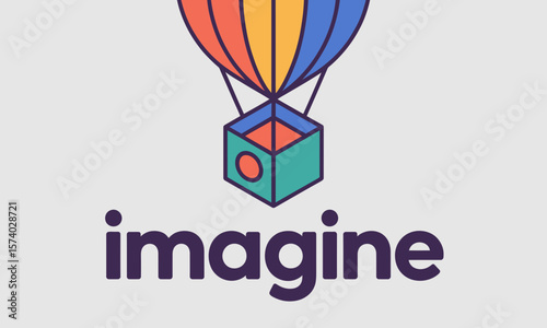 Hot Air Balloon Icon Illustrates the Concept of Imagining New Possibilities in a Minimalist Style with Copy Space.