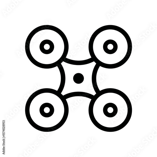 Minimalist drone illustration with four propellers in black outline  