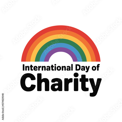 Rainbow over international day of charity text orange yellow