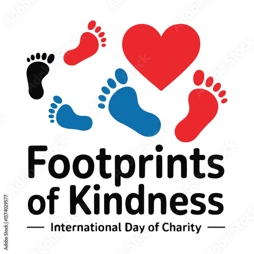 Footprints heart kindness charity vector