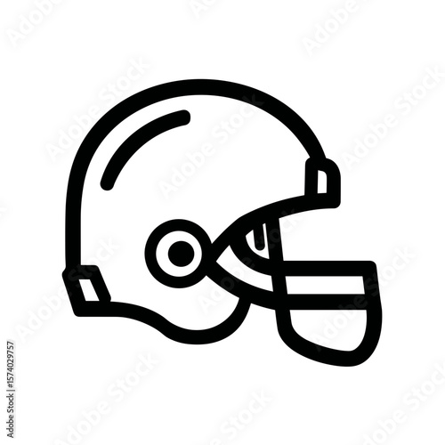 American football helmet icon in minimalist line art style  
