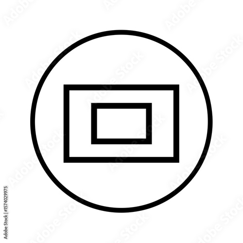 Minimalist geometric icon of a rectangle inside a circle  