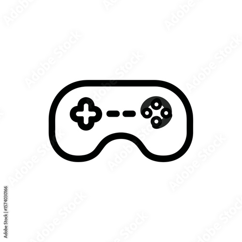 Classic video game controller icon in minimalist black design  